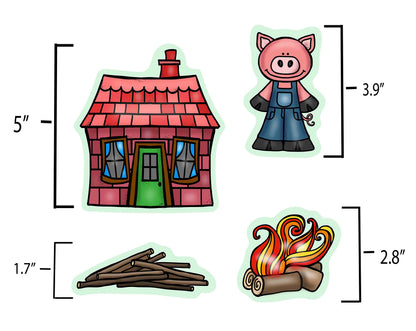 Small Three Little Pigs Story Set Flannel Felt Board Figures 13 Pieces PRECUT Plus Activity Pages Preschool Toddlers (Small)