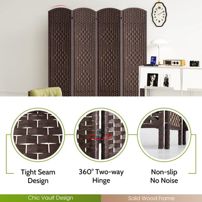 FDW Room Divider Folding Privacy Divider 6 Ft Indoor Wall Divider Portable Partition Wood Screen, Brown (4 Panel)