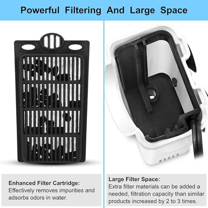 DaToo Aquarium Power Filter In-Tank Ultra Silent Small Fish Tank Filter 3W For Aquarium 1 to 10 Gallon Tank, 1 Yr Warranty