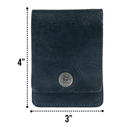 Hide & Drink, Vertical Front Pocket Wallet with Card Slot, Compact Storage for Bills, Card Holder, Full Grain Leather, Handmade, Slate Blue