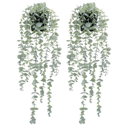 COCOBOO 2 Pcs Artificial Eucalyptus Plants Shelf Hanging Fake Plant in Pot for Wall Bedroom Home Patio Indoor Outdoor Decor