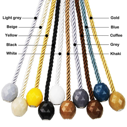 Porlau Strong Magnetic Curtain Tiebacks White 4 Pack Decorative Tie Backs Outdoor Curtain Rope Tiebacks Elegant Curtain Holdbacks for Drapes