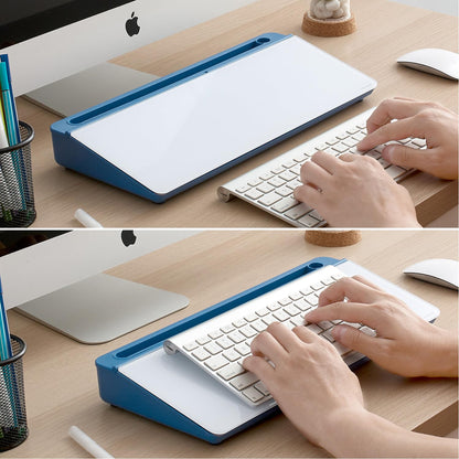 TSJ OFFICE Desktop Whiteboard Dry-Erase-Board - Computer Keyboard Stand White Board Surface Pad with Drawer, Desk Organizers with Accessories for Office, Home, School Supplies - Blue