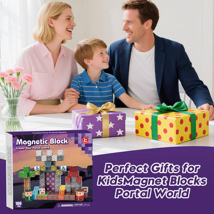 Gryxpox Magnetic Blocks, Magnetic Building Blocks 100pcs, Magnetic Blocks for Kids Ages 4-8, Magnetic Cubes STEM Sensory Toys for Ages 3+ Toddlers Boys & Girls–Christmas Birthday Party Kids Gifts