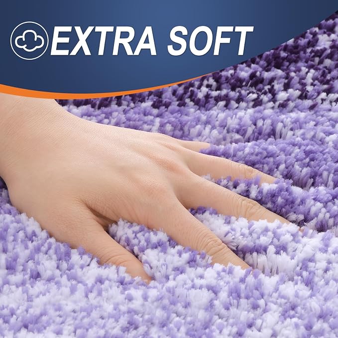 OLANLY Bathroom Runner Rugs Mat 47x24, Extra Soft Absorbent Microfiber Bath Rugs, Rubber Backing, Quick Dry, Washable Long Bath Mats for Bathroom Floor, Tub and Shower, Home Decor Accessories, Violet