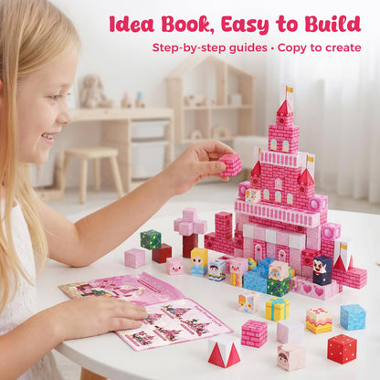 3 otters Magnetic Blocks 150PCS, Princess Castle Magnet Cubes STEM Montessori Building Toys for Girls, Sensory Gifts for Kids Birthday