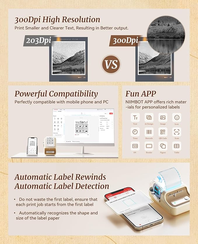 NIIMBOT B21 Pro Label Maker, 300DPI HD Thermal Label Printer, Bluetooth Label Maker Machine with 2.1x3.2 Inches Label for Scrapbook, DIY Crafts, Notes, Memo