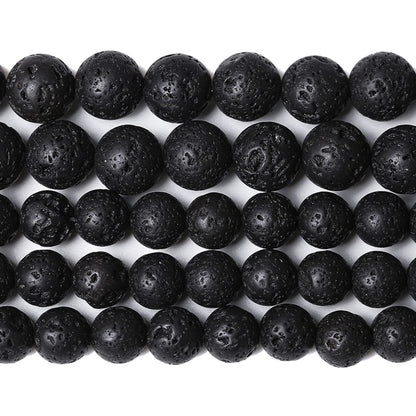 8MM 45PCS Natural Stone Black Volcanic Lava Chakra Spacer Loose Beads for Jewelry Making DIY Bracelet