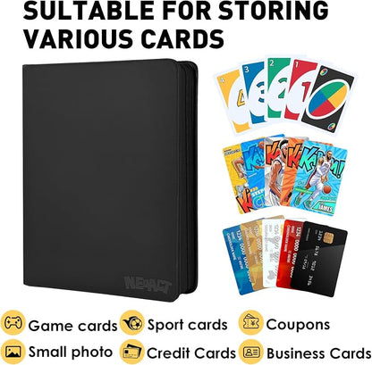 16 Pocket Card Binder,1280 Pockets Ringless Trading Card Binder,Premium Zipper Card Album Folder for TCG,MTG,Game&Sports Cards(BLACK)