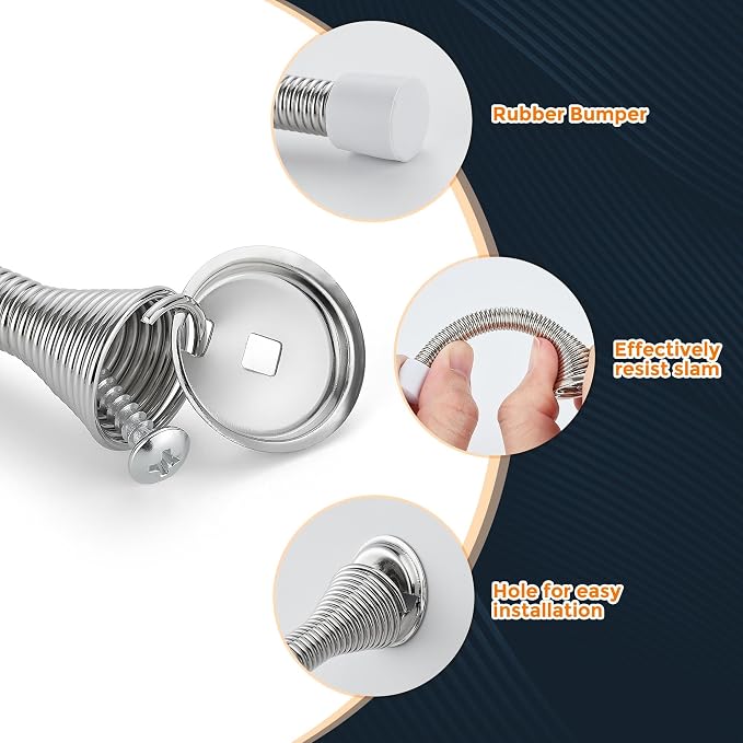 Ravinte Door Stoppers, 36 Pack Satin Nickel Spring Door Stops with Rubber Bumper, Door Stoppers for Bottom of Door