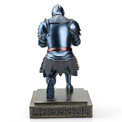Amoysanli Medieval Armored Warrior Knight Pen Holder Desk Organizers and Accessories Resin Pencil Holder Paperweight as Gift with a Cool Letter Opener for Desk (Blue)