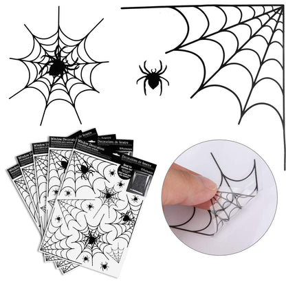 5 Sheets Halloween Window Stickers Wall Decoration Set Spider Web Design Window Clings for Halloween Party Supplies, 70 Pieces