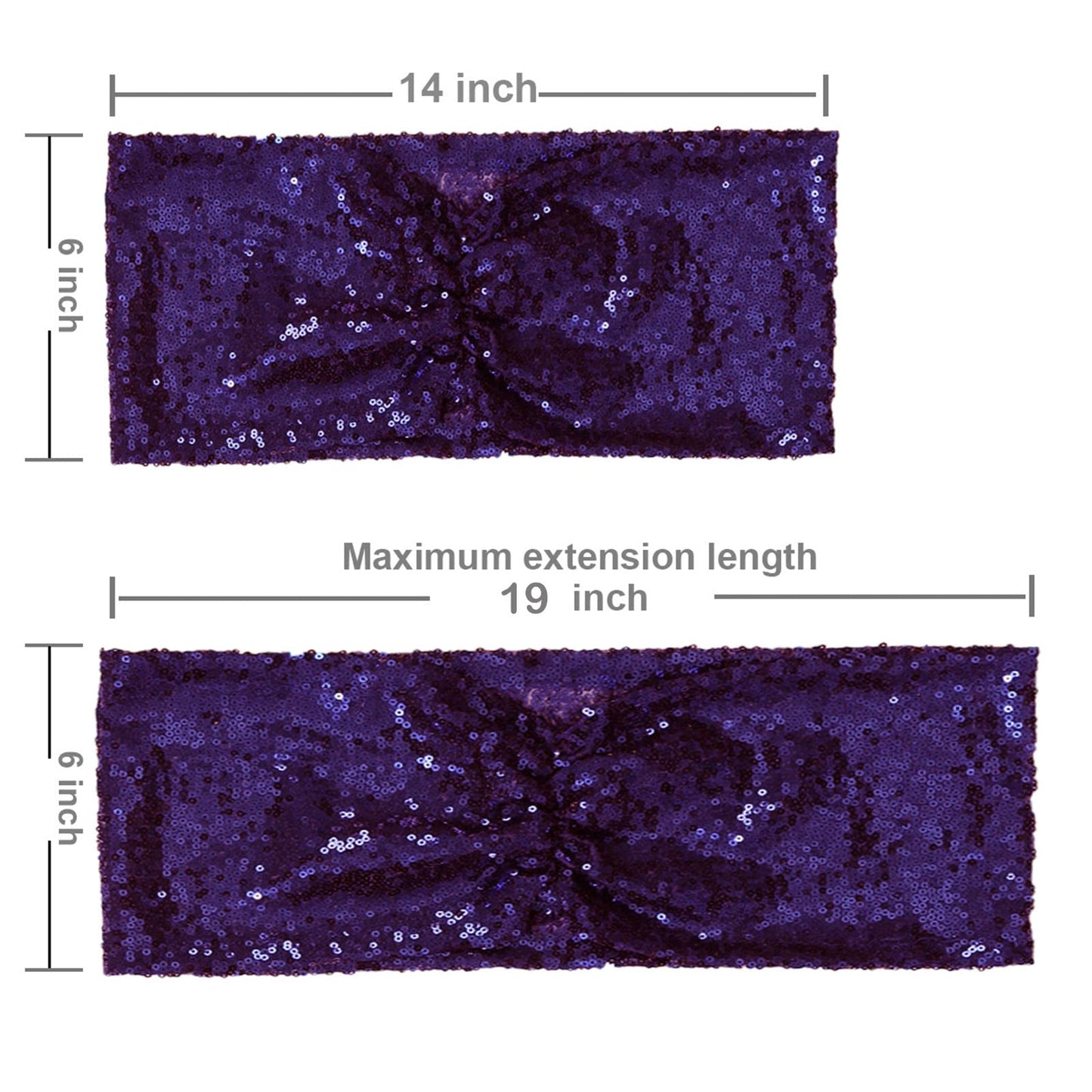 Eternal Beauty Pack of 50 Purple Chair Sashes Band Bows Sequin Chair Sashes for Wedding Cover Decorations