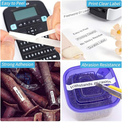 Freshworld 4x a45013 Label Maker Tape Replace for DYMO D1 Label Tape Black on White 45013 S0720530,1/2Inch(12mm)x23 Ft(7m) Refill Compatible with Dymo LabelManager 160 210D 260P 280 360D 420P 450D PnP