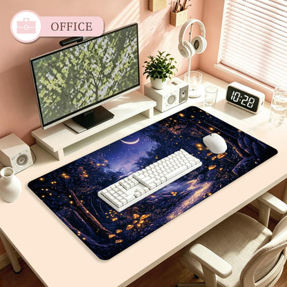 XUNLURY Fantasy Forest Large Mouse Pad Desk Mat, Starry Night Mystical Enchanted Forest Extended Gaming Mousepad, Non-Slip Desk Pad for Home Office Work, 31.5x15.7 Inch