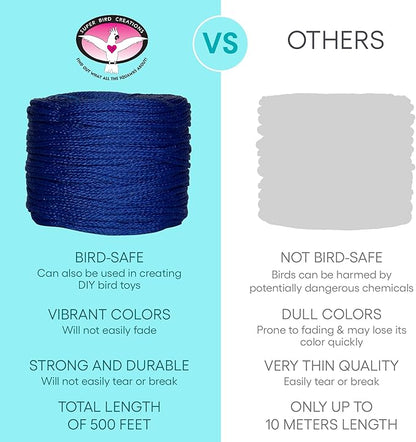Super Bird Creations SB50028 Braided Polly Rope - Ideal for Making Bird Toys & Crafting - Hollow Polyethylene Cordage - 1/8" Diameter and 500 Meters Long - Ideal for Parrots - Vibrant Green