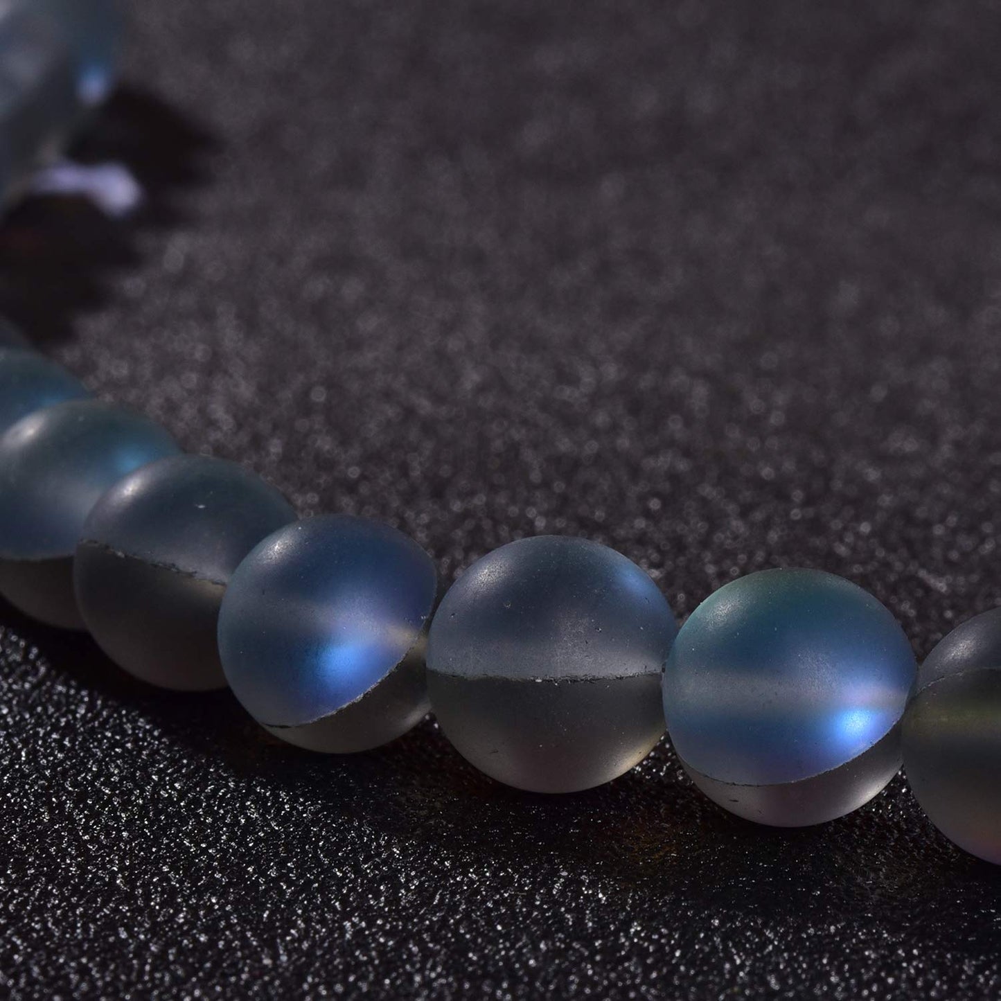 Asingeloo 48PCS 8mm Natural Gray Mystic Aura Quartz Gemstone Frosted Matte Titanium Round Loose Spacer Beads 15 inch Full Strand Crystal Healing Power Quartz