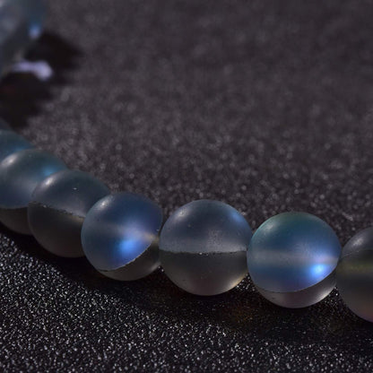 Asingeloo 48PCS 8mm Natural Gray Mystic Aura Quartz Gemstone Frosted Matte Titanium Round Loose Spacer Beads 15 inch Full Strand Crystal Healing Power Quartz