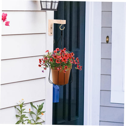 NULYLU Wooden Plant Hanger Hook 2pcs Heavy Duty Wall Mounted Plant Hanging Bracket for Indoor Outdoor Planters Natural Wood Color