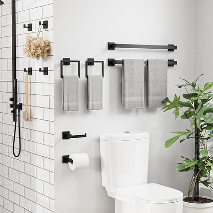 10-Pieces Matte Black Bathroom Accessories Set, 24 Inch Bathroom Hardware Set, SUS304 Stainless Steel Bath Towel Bar Set, Towel Racks for Bathroom Wall Mounted