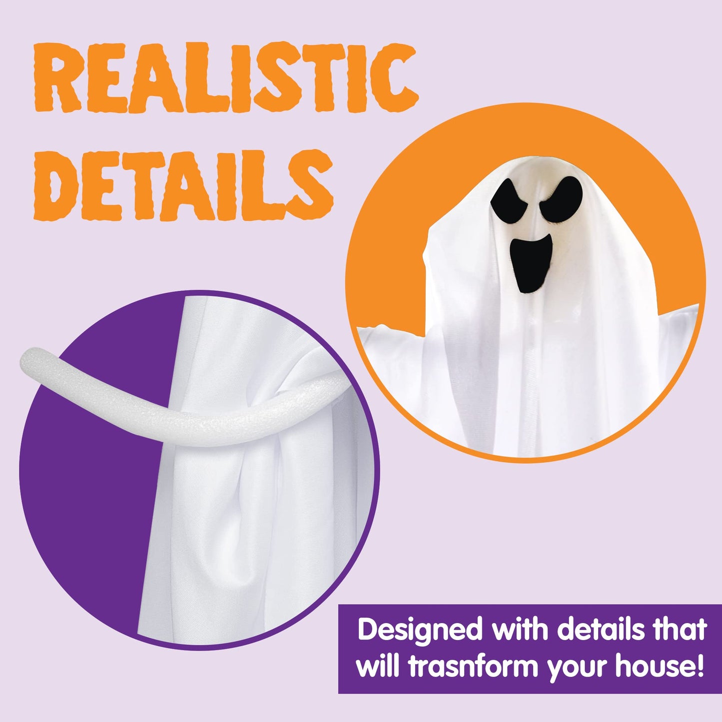 JOYIN 3 PCS Halloween Party Decorations 27.5" Hanging Ghosts, Cute Flying Ghosts for Front Yard Patio Lawn Garden Party Décor and Holiday Decorations