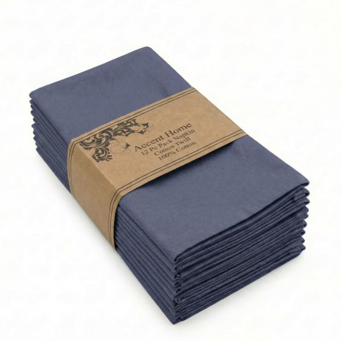 ACCENTHOME Accent Home 100% Cotton Napkins, Delicate Cloth Napkins for Dinners, Parties and Weddings，18 x 18 Inch Set of 12 - Navy