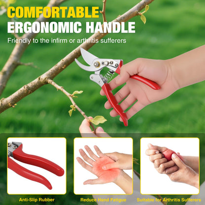Yesker Pruning Shears Garden Shears 8.6" Professional Bypass Garden Scissors Yard Clippers with Sharp SK5 Steel Blade Heavy Duty Hand Pruners for Branch Flower Plant Trimming Cutting Gardening Tools