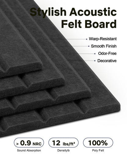 48" x 36" Large Cork Bulletin Board Tiles, Peel and Stick Felt Wall Panels for Vision, Message Center, Picture and Prayer Board for Office, Dorm, Room and Desk Decor(Black)
