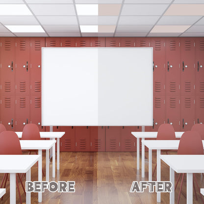 Amylove 4 Pcs Fluorescent Light Covers Classroom Ceiling Panels Light Filters with Backlit Film Material for Office School, 4 x 2 Feet (Khaki,Simple)