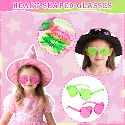 Vanblue 72Pcs Pink and Green Witch Party Favors Birthday Decorations,Star Wands,Glasses Goodie Bag Stuffers Pinata,Classroom Rewards for Kids Student Birthday Gift School Party Supplies