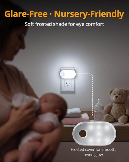 Lyridz 120LM Ultra Bright Plug-in Motion Sensor Night Light, Stepless Dimmable LED Nightlight, Always-On and Auto-Off, for Hallway, Stairs, Bathroom, Bedroom, Garage, Cool White (2-Pack)