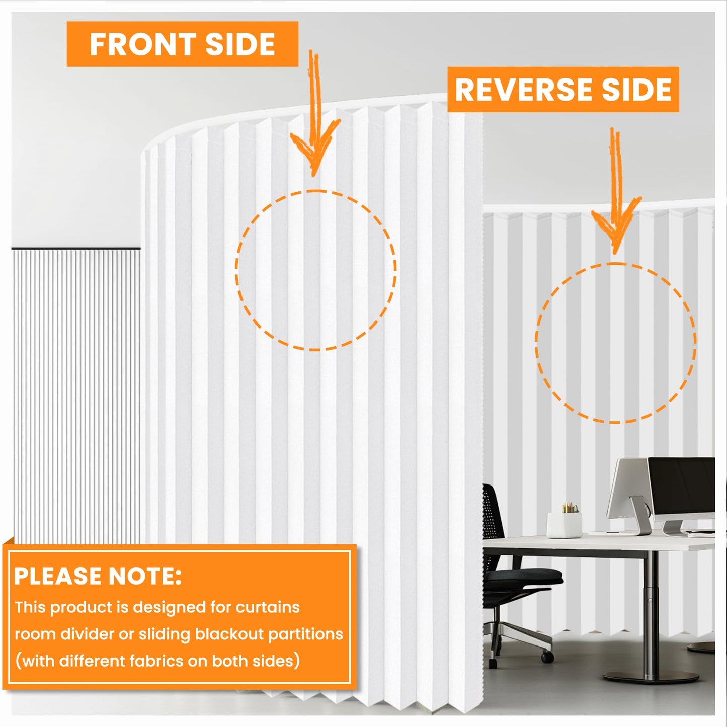 100% Blackout Room Divider Curtains Screen Partitions, Blackout Sound Reducing Divider Room Panel for Doorway Glass Window Sliding Door Patio(White, W100 x L84, 1 Pack)
