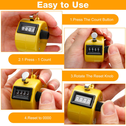 Hoteam 30 Pcs Handheld Tally Counter 4 Digital Number Count Clicker Counter Hand Mechanical Pitch Clicker for Coaching,Knitting, People, Lap, Fishing, Golf Sport Row