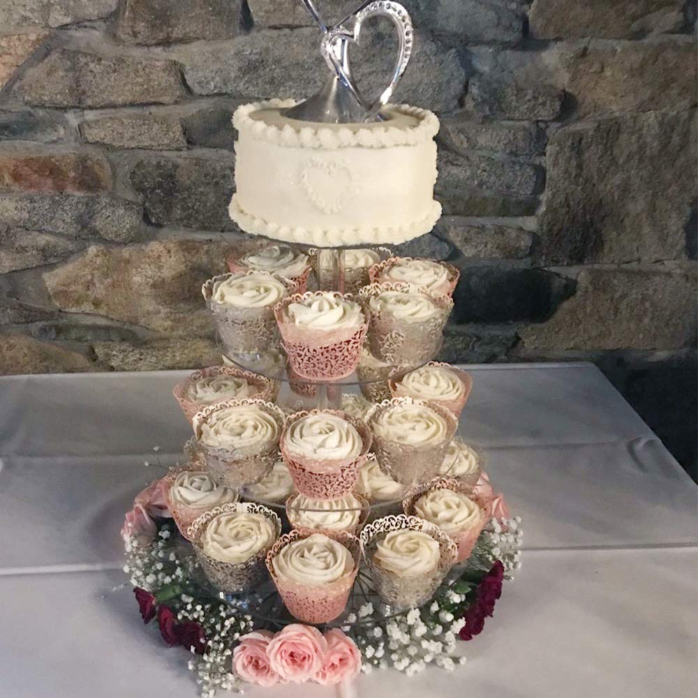 GOLF 100Pcs Cupcake Wrappers Artistic Bake Cake Paper Filigree Little Vine Lace Laser Cut Liner Baking Cup Wraps Muffin CaseTrays for Wedding Party Birthday Decoration (Silver)