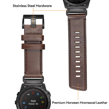 Compatible with Fenix Fenix 8 51mm, 5X Plus Bands Fenix 7X Sport Horween Leather Replacement Watch Strap for Garmin Fenix 5X/Fenix 5X Plus/Fenix 6X/Fenix 6X Pro/Fenix 3/HR/Descent MK1/D2 Delta PX/D2 Charlie…