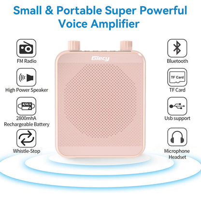 Giecy 30W Portable Voice Amplifier with Wired Microphone Headset, 2800mAh Rechargeable PA System Speaker Personal Microphone Speech Power Amplifiers Loudspeaker for Teachers/Metting/Tour Guide