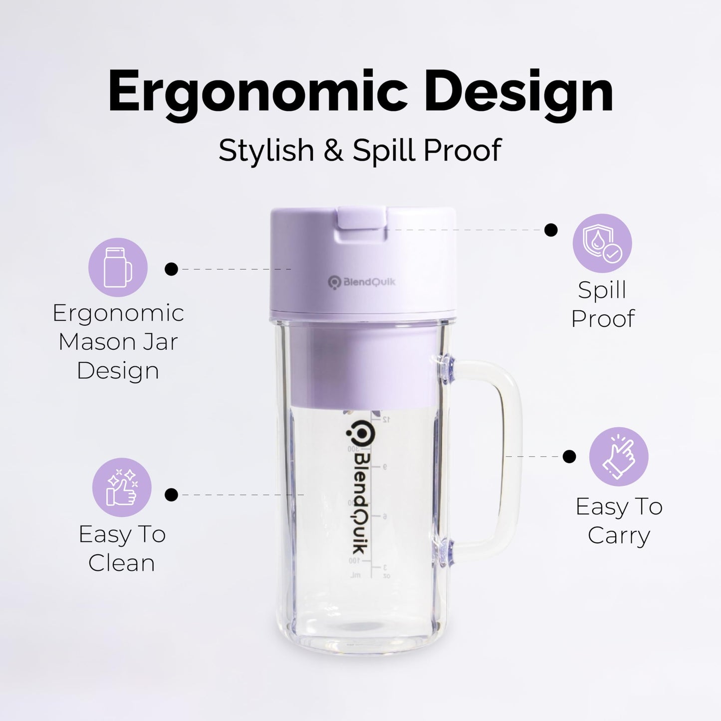 Personal Portable Blender For Shakes & Smoothies, Leakproof & Stylish Portable Mason Jar Shaker, Rechargeable Mini Blender with 10-Blade Blending System 14oz, Pink