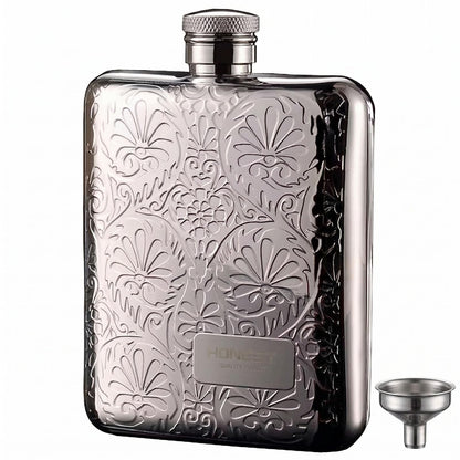 Octaville Whiskey Flask Gift Set for Men - Engraved Leather Hip Flask with Gift Box, Funnel & Polishing Cloth | Ideal Groomsmen Gifts, Father’s Day Presents, Birthday Gifts for Him