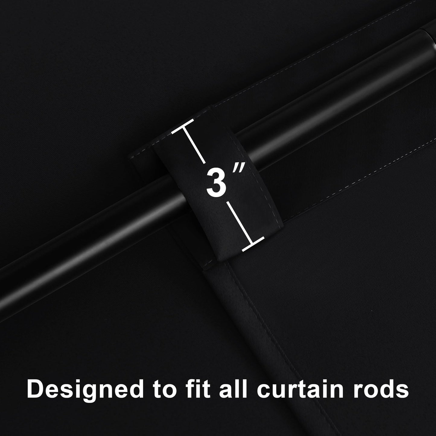 Hiasan Black Blackout Curtains for Bedroom 72 inches Long Rod Pocket Thermal Blackout Curtains Noise Blocking with Tiebacks Halloween Drapes for Living Room,52" x 72",Set of 2