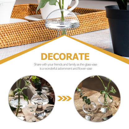 MALUGOGO 2pcs Glass Mushroom Vase Hydroponic Plant Vases Desktop Flower Pot Terrarium for Indoor Home Office Décor