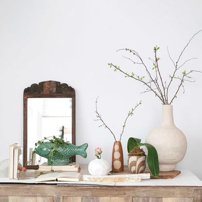 Creative Co-Op Debossed Stoneware Fish Planter with Reactive Glaze, Turquoise