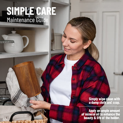 Homeries Acacia wood Utensil Holder for Kitchen Counter Decor, Cooking Utensil Holder Organizer - Kitchen Utensil Storage Organizer for Countertops, Pantry, Bathroom, Office & Center Table