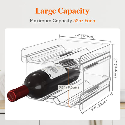 Lifewit Plastic Stackable Wine Rack for refrigerator, Cabinet, Countertop,Wine Bottle Holder, Water Bottle Organizer for Fridge, Pantry, Hold 4 Bottles