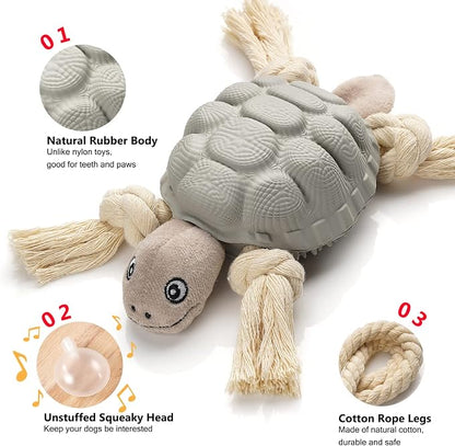 Sedioso Dog Toys, Multi-Function Chew Toy for Teeth Cleaning, Food Dispensing Toys Medium, Large Dogs (Turtle, Grey)