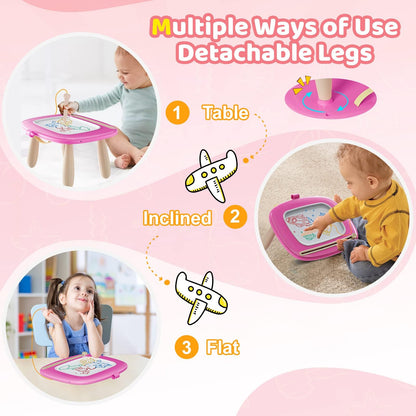 Kikidex Toddler Toys for 1-3 Years, Sturdy Magnetic Doodle Board, Reusable, No Mess, Educational Learning Toys for Kids Birthday (Rose)