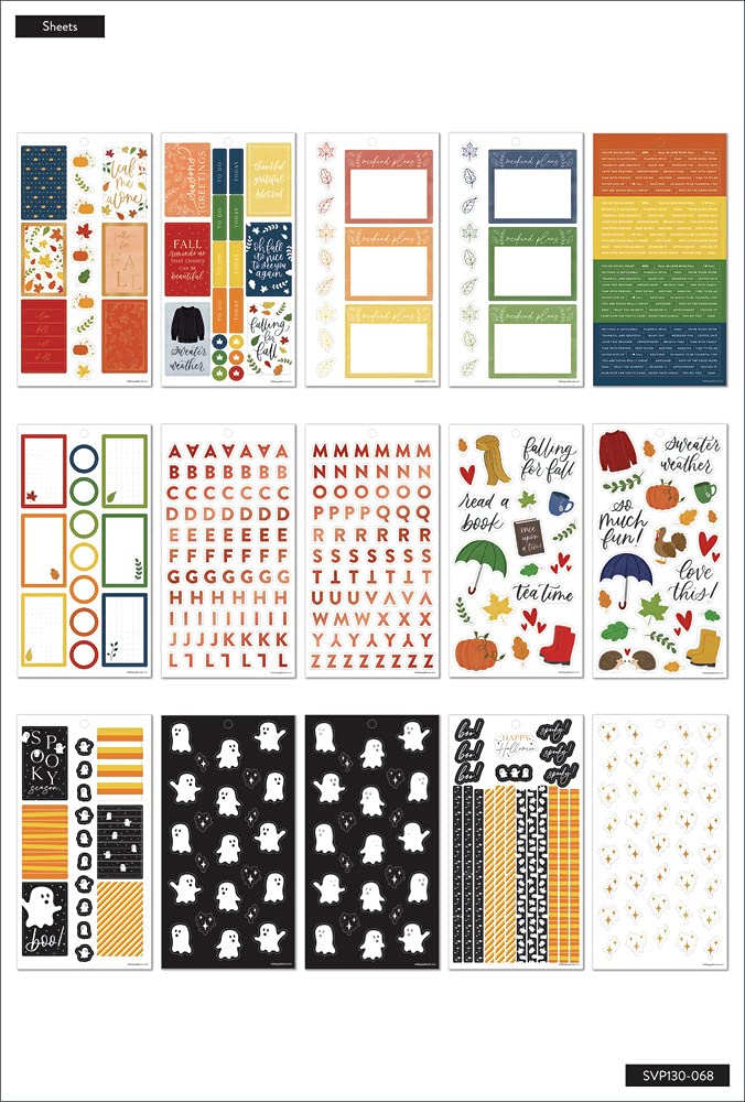 The Happy Planner Sticker Pack for Calendars, Journals and Projects –Multi-Color, Easy Peel – Scrapbook Accessories – Fall Seasonal Theme – 30 Sheets, 869 Stickers Total