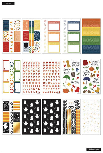 The Happy Planner Sticker Pack for Calendars, Journals and Projects –Multi-Color, Easy Peel – Scrapbook Accessories – Fall Seasonal Theme – 30 Sheets, 869 Stickers Total