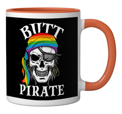 Butt Pirate LGBT Halloween Gay Ceramic Mug, Orange/White