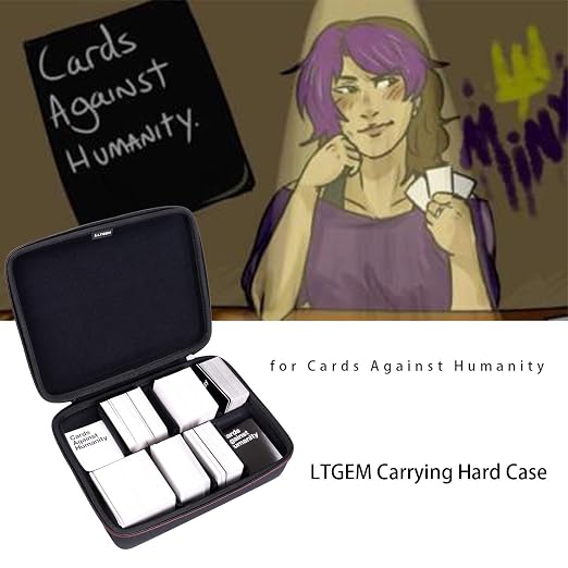 LTGEM Card Game Case Compatible with Cards Against Humanity/Magic The Gathering/UNO/Pokemen/Baseball/Football Cards 1800+, Trading Card Storage Box with 6 Dividers, Black(Case Only)