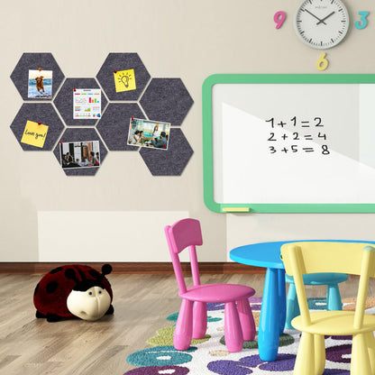 HULAVO Large Hexagon Felt Cork Board Tiles, Self Adhesive DIY Felt Bulletin Board Pin Board with 35 Pushpins for Office School Home Wall Decor Stickers Memos Photos Display(Deep Grey)